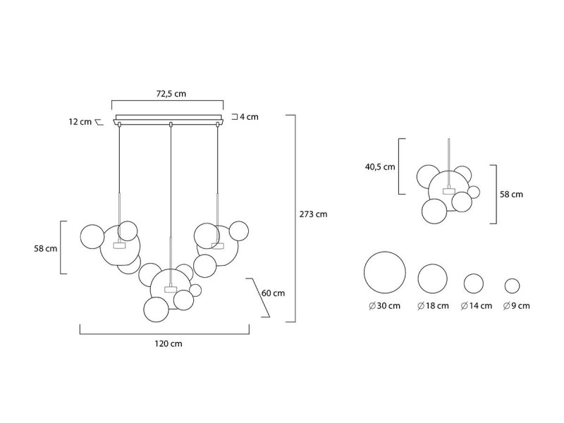 Lampa wisząca CAPRI LINE 3 złota - 180 LED, aluminium, szkło - Moosee